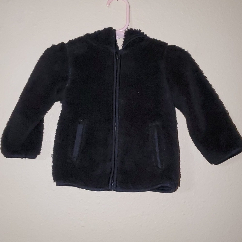 Fuzzy black Wonder Nation jacket with ears